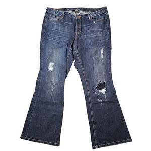 Lane Bryant Jeans Womens Blue Distressed Low Rise Boot Cut Jeans Plus Size 20